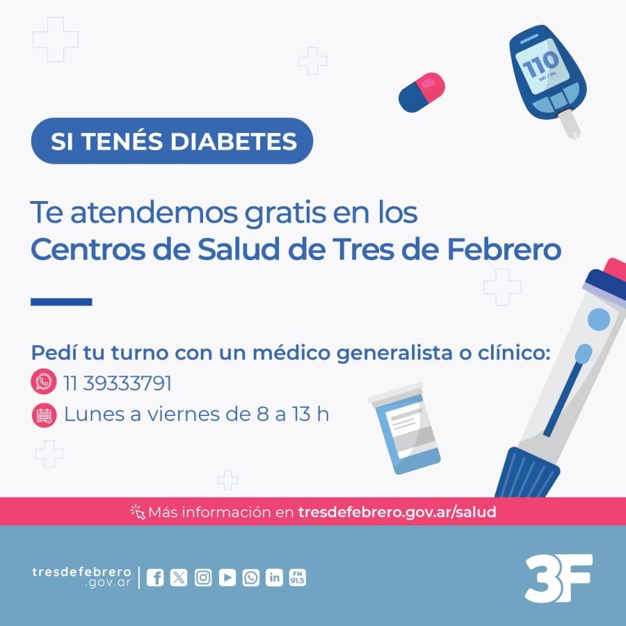 El municipio de 3 de Febrero ofrece una atención de diabetes sin costo