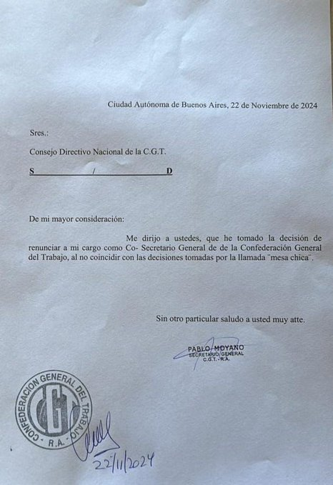 Pablo Moyano renunció como secretario general de la CGT